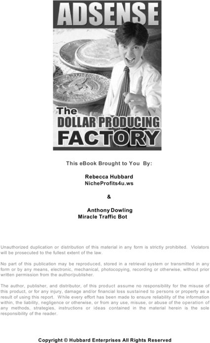 Product picture Adsense The Dollar Producing Factory